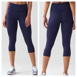 LULULEMON FAST & FREE CROP II NULUX 19” MIDNIGHT NAVY